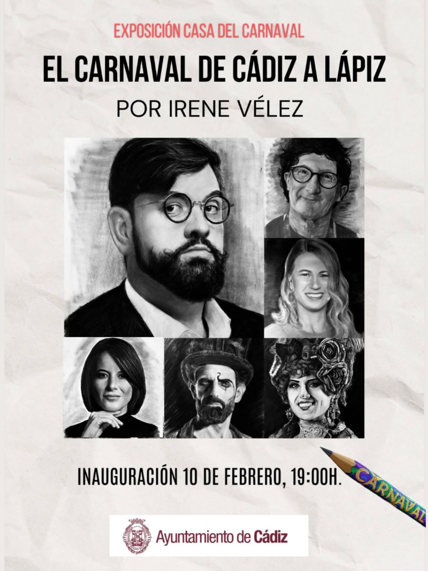 "el carnaval de cádiz a lápiz" retratos de irene vélez