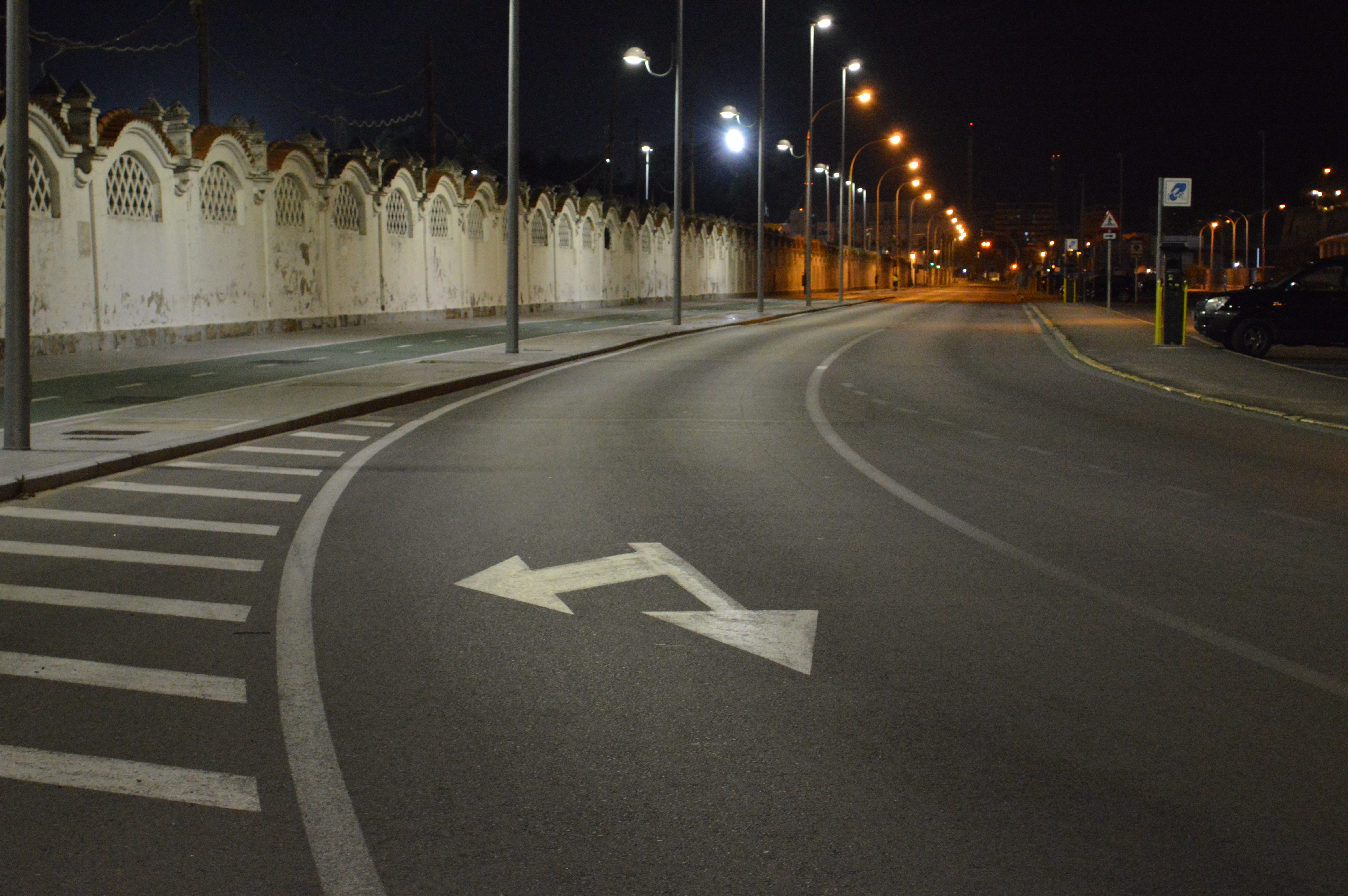 La Carretera Industrial en la noche del sábado de Carnaval de 2021.