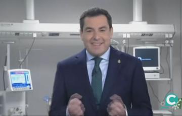 El presidente de la Junta, Juan Manuel Moreno, durante su mensaje de Navidad