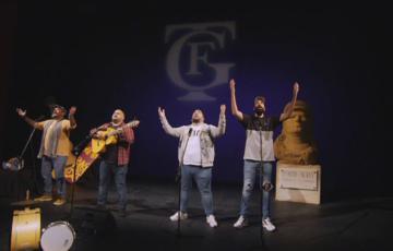 Ramoni, Manolín Santander, Adrián López 'Waxi' y Sául Álvarez durante su actuación en El Palco del Falla. 