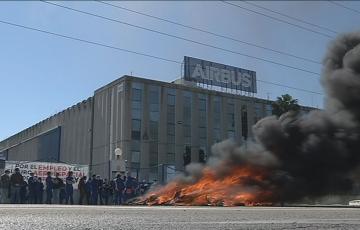 Protesta de la plantilla de Airbus esta mañana 