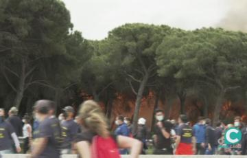 El incendio fue provocado durante las protestas de la plantilla de Airbus