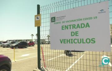 Imagen del punto de acceso habilitado para la vacunación en el astillero de Puerto Real
