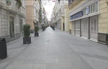 La calle Ancha desierta durante el tiempo de confinamiento por la pandemia