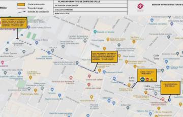 Foto del mapa de zona afectada por las obras 