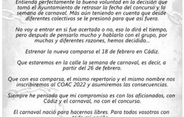 Mensaje del autor en redes 