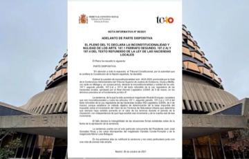 Comunicado del Tribunal Constitucional con el anticipo de la sentencia