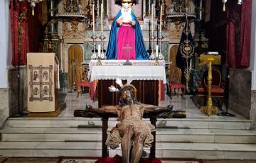 La imagen luce sin corona en la iglesia de La Palma