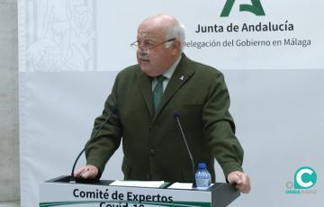 El consejero Jesús Aguirre durante su comparecencia