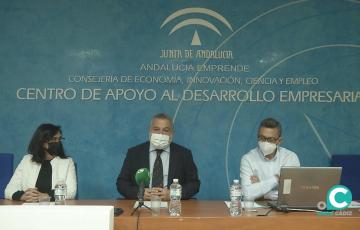 Un momento de la rueda de prensa en el edificio Astarté