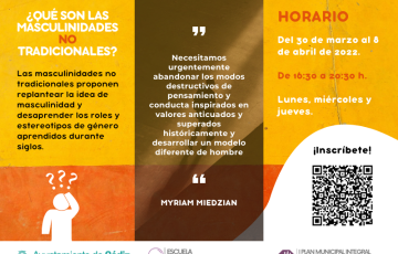 La Fundación Municipal de la Mujer abre el plazo de inscripción para el curso de masculinidades no tradicionales frente a la violencia de género y la LGTBIfobia..