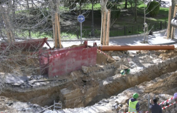 Los restos de cimentación de la muralla.