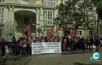 Una de las concentraciones que han llevado a cabo las monitoras escolares en la capital