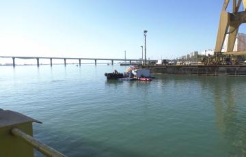 Imagen del hueco donde se instalará la nueva compuerta del dique 4 del astillero de Cádiz 