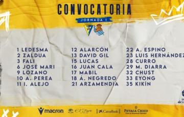 Lista de convocados para el primer partido de liga