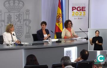 Imagen de la presentación del Gobierno de su proyecto de PGE 2023