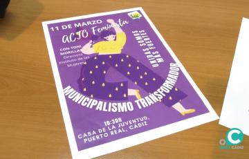 Imagen del cartel anunciador del acto organizado por IU por el 8M. 