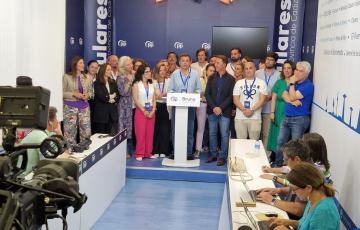 Bruno García comparece en la sede del PP tras el 100% del escrutinio