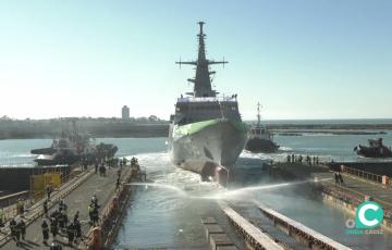 Imagen de una de las últimas botaduras realizadas en el astillero de Navantia San Fernando