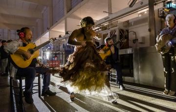 La bailaora María Moreno durante la actuación ‘Verso Libre, Mercado de Cádiz’. 