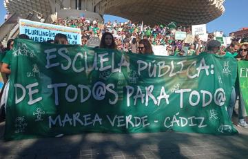 La Marea Verde gaditana presente en la manifestación en Sevilla por la educación pública.
