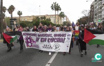 Una imagen de la manifestación en la avenida principal de la ciudad por el 8 M
