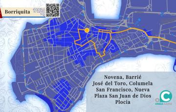 Imagen del itinerario de las cofradías del Domingo de Ramos 