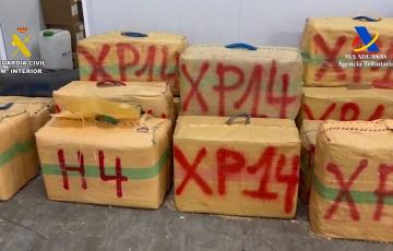 Fardos de hachís incautado en el puerto de Algeciras.
