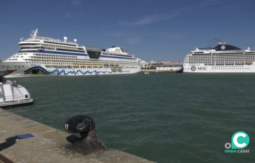 Aspecto del puerto gaditano con los navíos atracados esta mañana