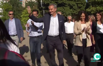 El expresidente del gobierno a su llegada a un mitin de la campaña en la provincia