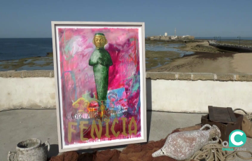 La pintura anunciadora de la propuesta a la entrada de La Caleta
