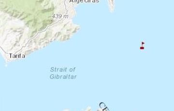 Zona del choque entre los dos navios en aguas del Estrecho