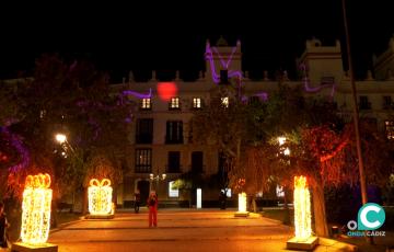Espectáculo de luces en Plaza de España. 