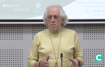 El histórico político andalucista durante su intervención