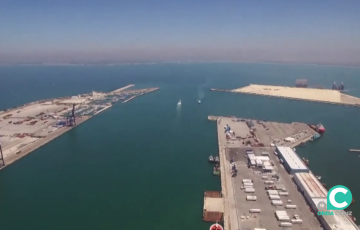 Vista aerea del muelle de Cadiz