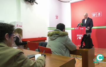 Un momento de la intervención del secretario general de la formación en la jornada de este lunes