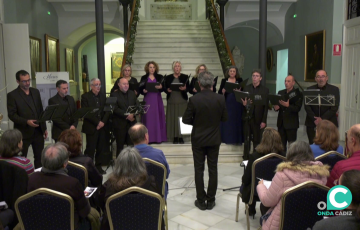 Un momento de la actuación en el vestíbulo del espacio museístico