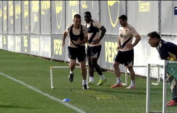 Sesión de entrenamiento de este lunes en la Ciudad Deportiva. 