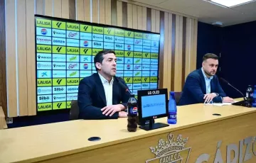 Un momento de la comparecencia ofrecida de este miércoles en el estadio