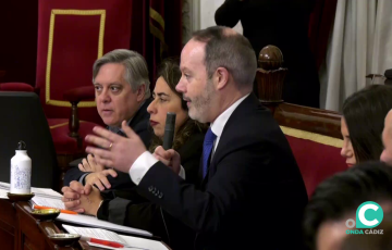Ediles socialistas durante el transcurso de un Pleno del Ayuntamiento de Cádiz