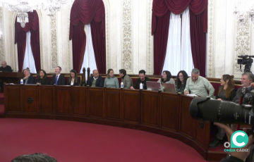 Concejales de la oposición durante el desarrollo de un Pleno en el Ayuntamiento de Cádiz