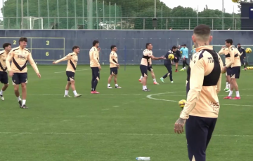 La plantilla amarilla en uno de los entrenamientos durante esta semana