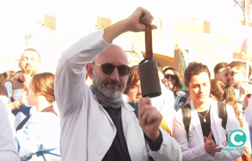 Uno de los participantes de la movilización este miércoles