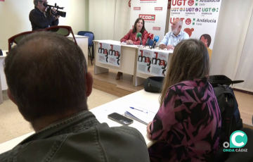Rueda de prensa de los representantes sindicales previa a los actos del Día Internacional de los Trabajadores