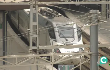Tren a su llegada a la estación de Cádiz. 
