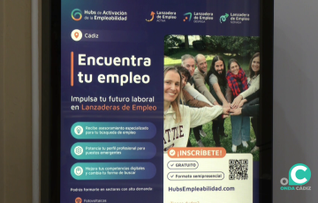 Cartel promocional de la plataforma de inserción laboral durante este miércoles en el Ayuntamiento