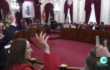 Un momento de la votación en la sesión extraordinaria celebrada este jueves