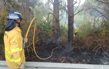 Bomberos de Cádiz trabajan en las labores de extinción del fuego. 