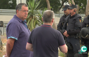 Pedro Lloret de CCOO en una de las movilizaciones en la Bahía