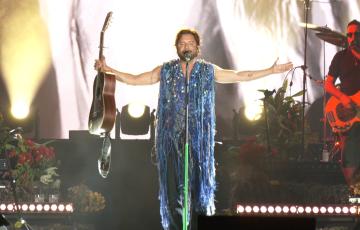 El artista onubense durante su actuación.